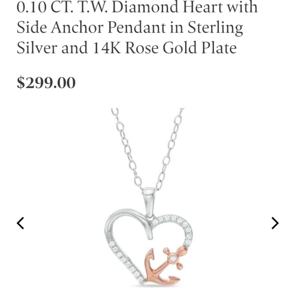 necklace with rose gold anchor and diamond - Picture 1 of 1